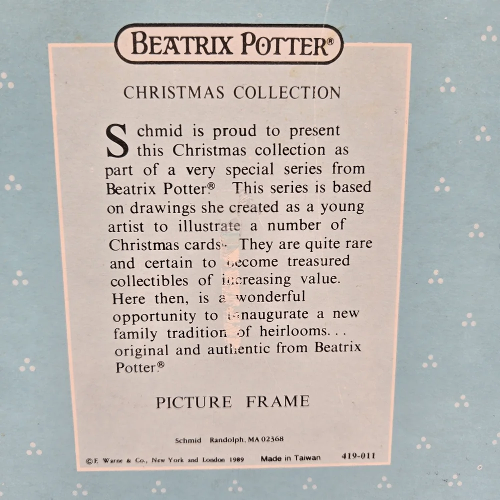 Vintage 1989 Schmid Beatrix Potter Christmas Collection Hand Painted Frame 5"x7" - Picture 15 of 15